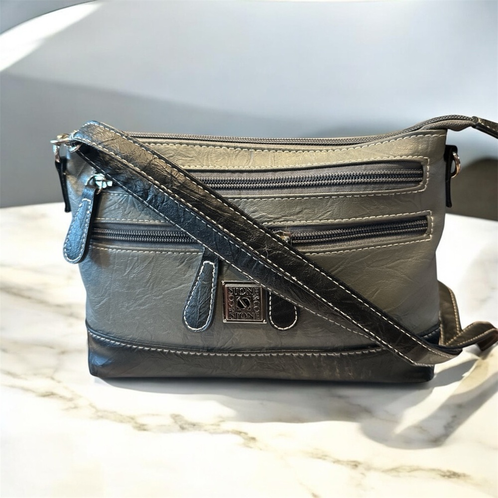 Stone & Co. Black and gray Hobo Bag shoulder or crossbody bag.